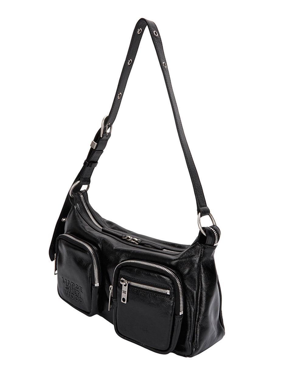 Margesherwood-OUTPOCKET HOBO black glossy plain-dgallerystore