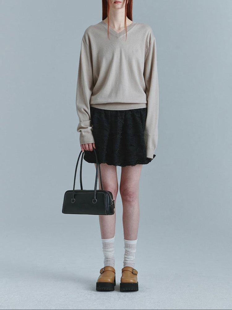 Margesherwood-SOFT BAGUETTE BAG black plain-dgallerystore