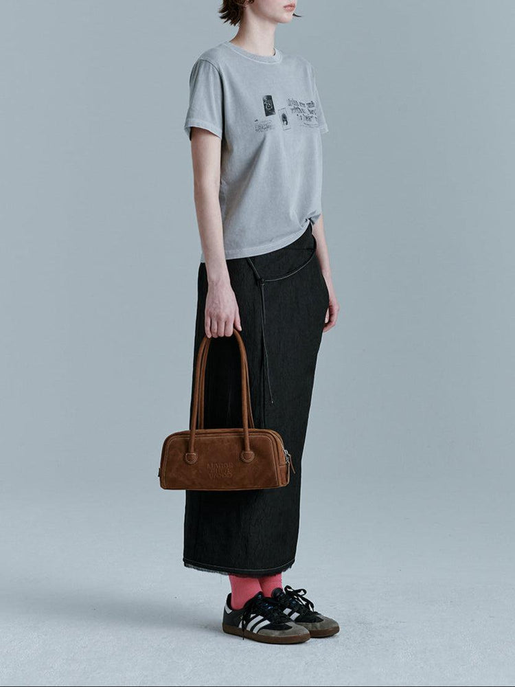 Margesherwood-SOFT BAGUETTE BAG chestnut nubuck-EE047656-dgallerystore