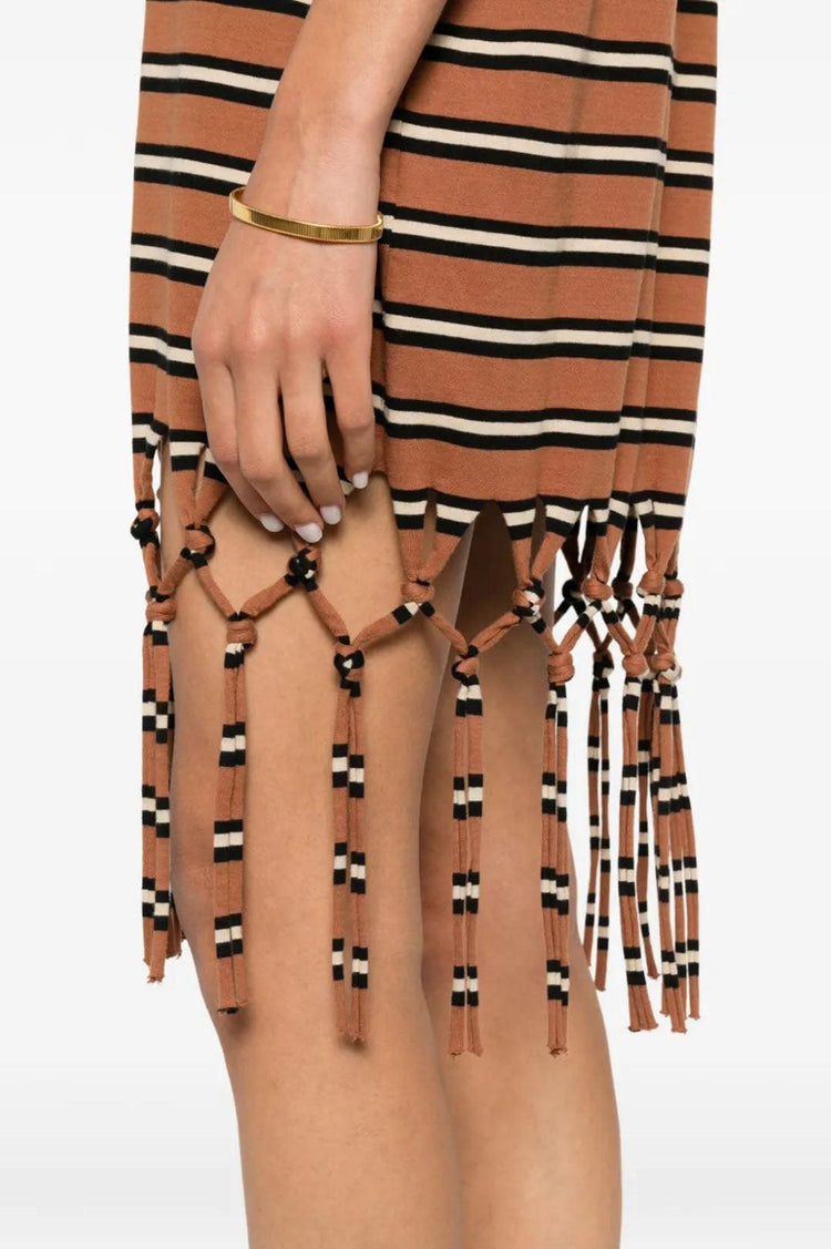 Nanushka-Benigna Fringed Polo Neck Dress-dgallerystore