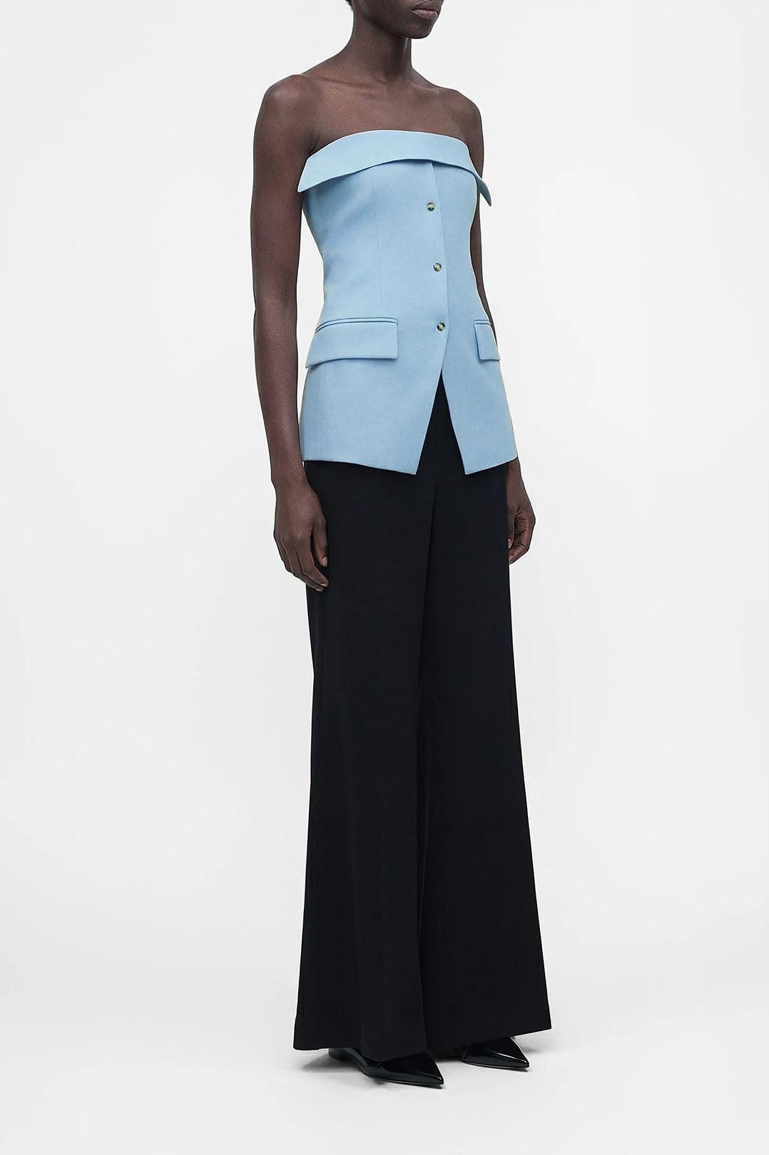 Nanushka-Maleah Linen Viscose Buttoned Tube Top-dgallerystore