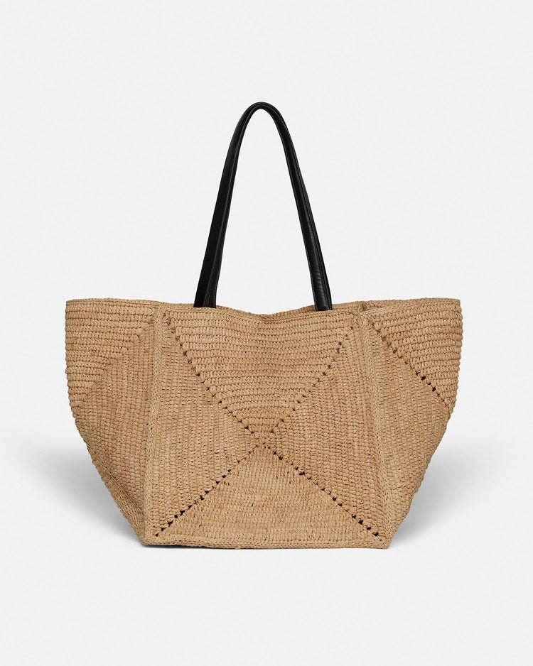 Nanushka-THE ORIGAMI TOTE LARGE NATURAL/BLACK-dgallerystore