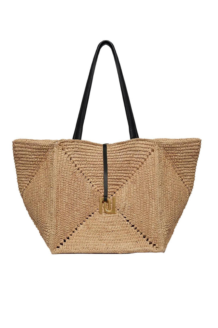 Nanushka-THE ORIGAMI TOTE LARGE NATURAL/BLACK-dgallerystore