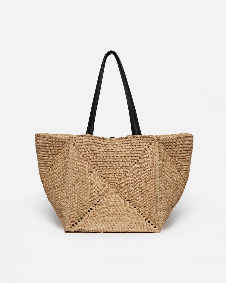 Nanushka-THE ORIGAMI TOTE NATURAL/BLACK-dgallerystore