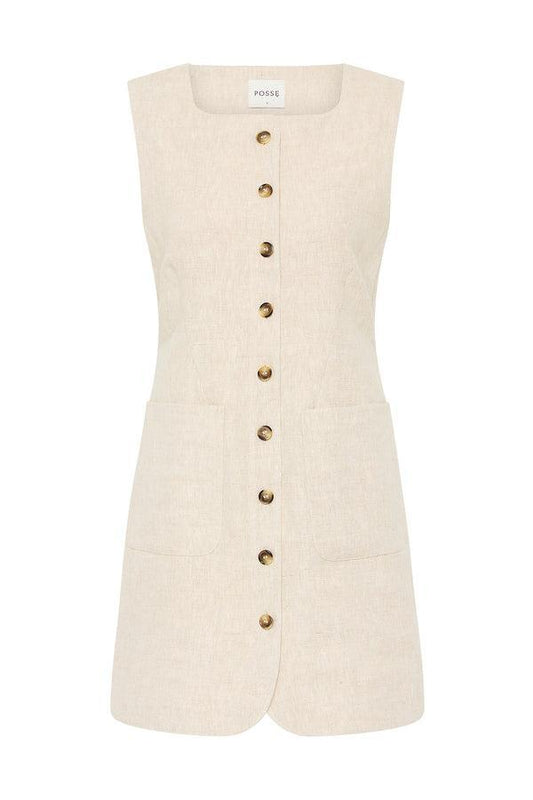 Posse-Emma Button Down Dress - Natural-dgallerystore