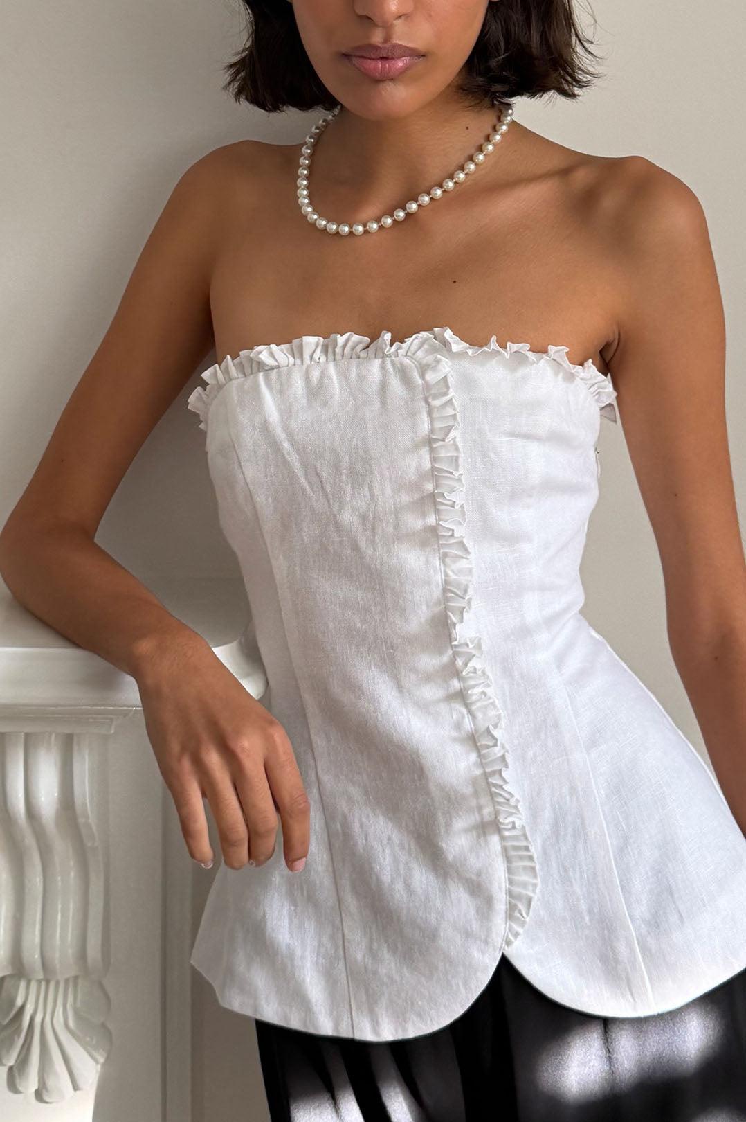 Posse-Florence strapless top ivory-dgallerystore