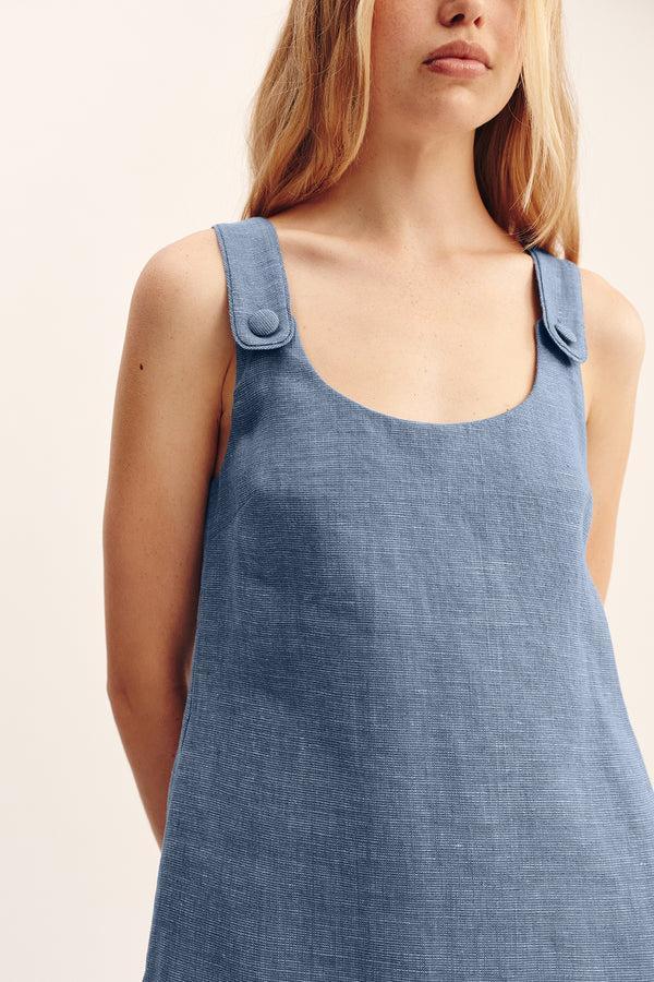 Posse Thea Linen Mini Dress - Blue