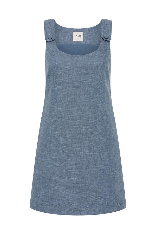 Posse Thea Linen Mini Dress - Blue Posse Thea Linen Mini Dress - Blue