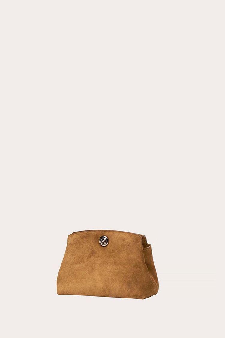 Pushlock pouch mini light brown suede
