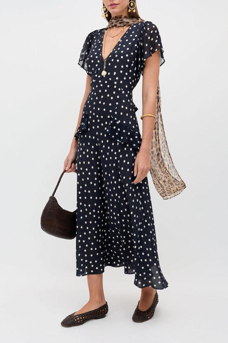Rixo-Evie Silk Midi Dress-dgallerystore