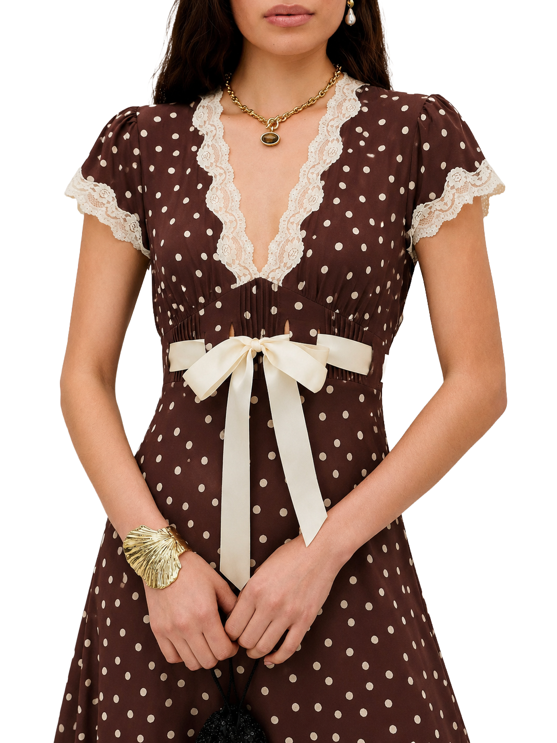 Rixo-Marlice Dress Layla Dot Brown-dgallerystore