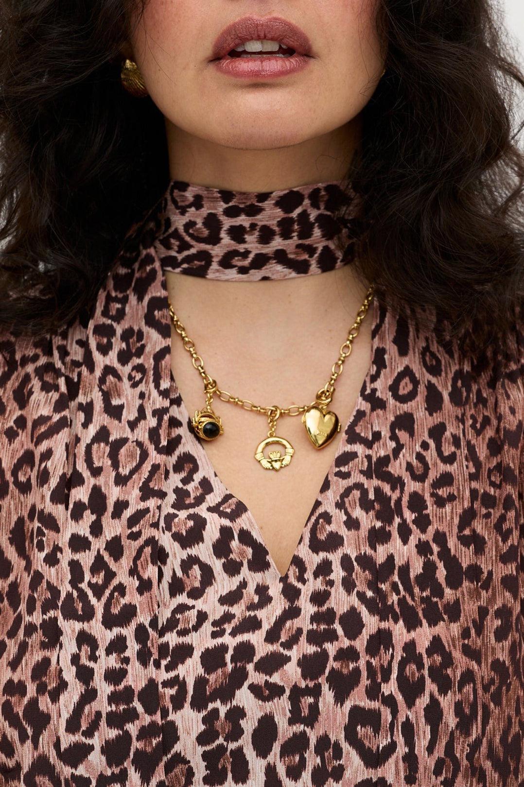 Rixo-Moss Leopard Silk Blouse-dgallerystore