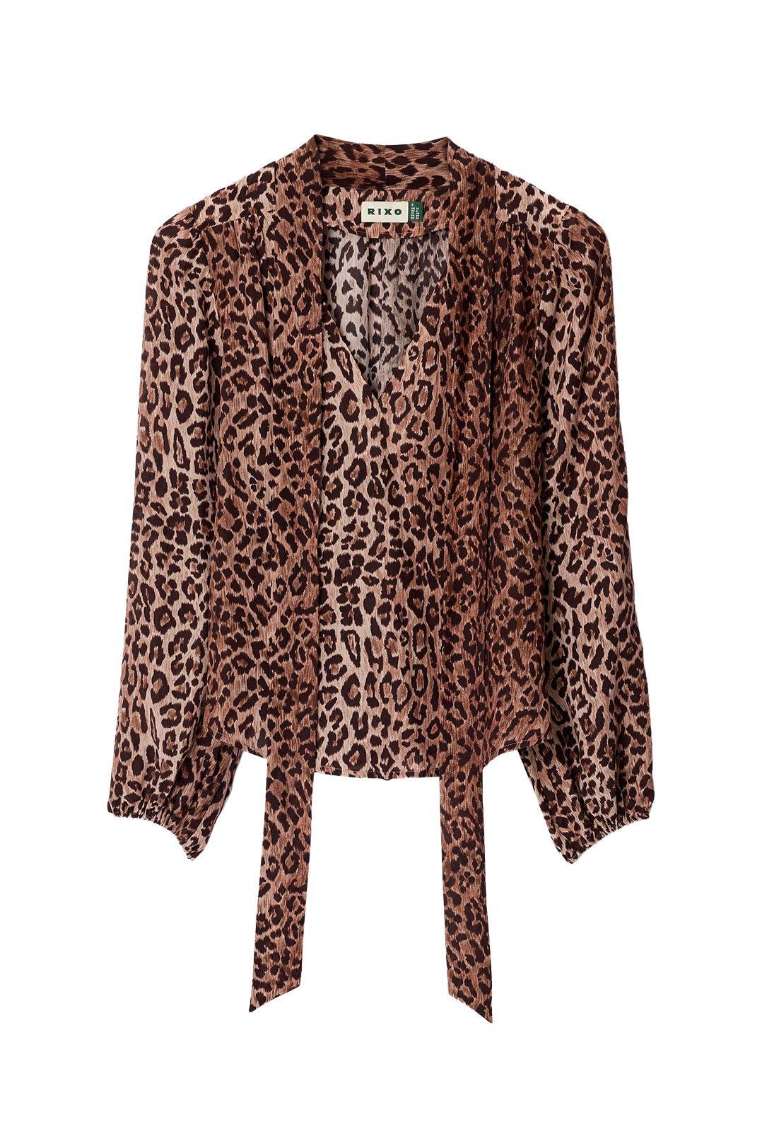 Rixo-Moss Leopard Silk Blouse-dgallerystore