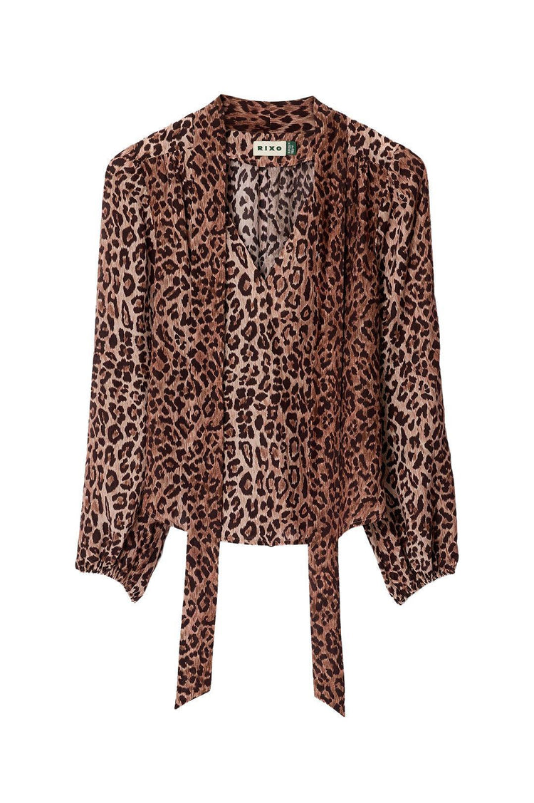 Rixo-Moss Leopard Silk Blouse-dgallerystore