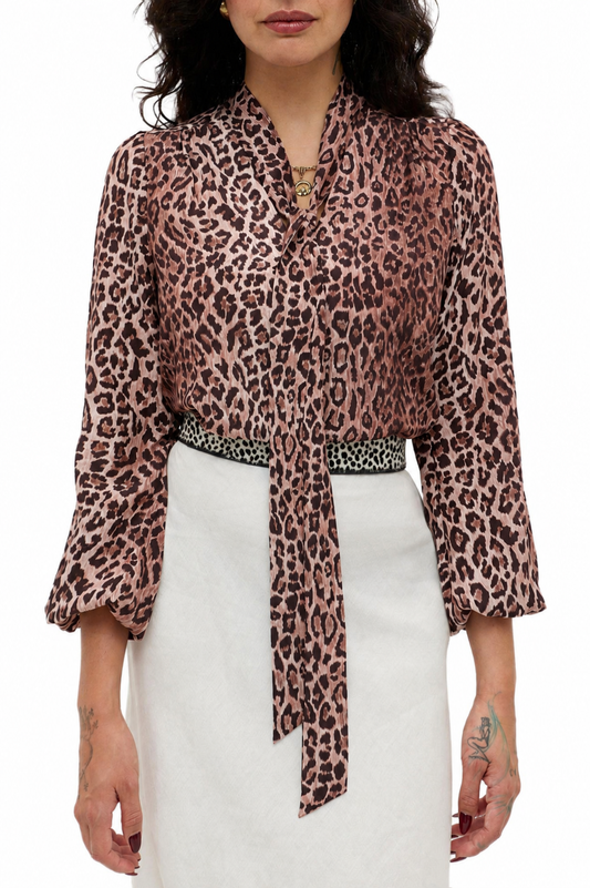 Rixo-Moss Leopard Silk Blouse-dgallerystore