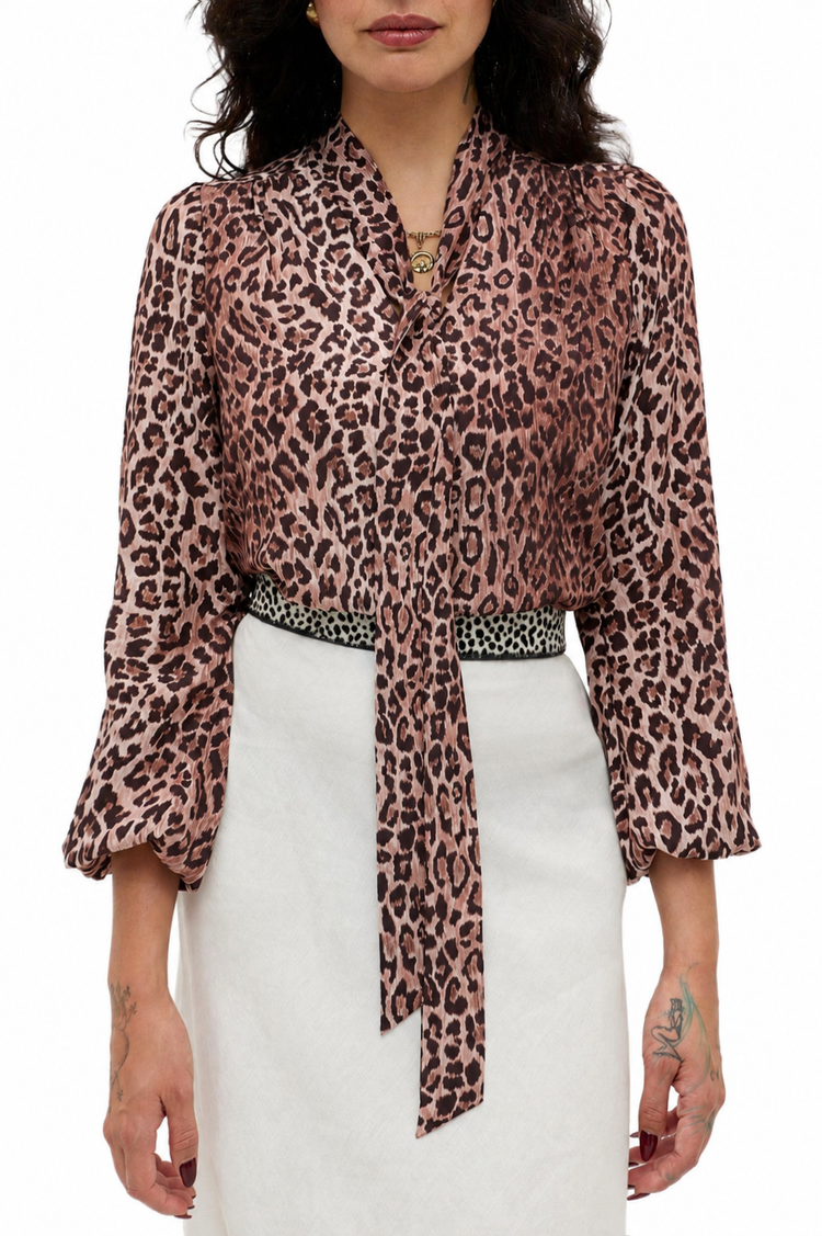Rixo-Moss Leopard Silk Blouse-dgallerystore