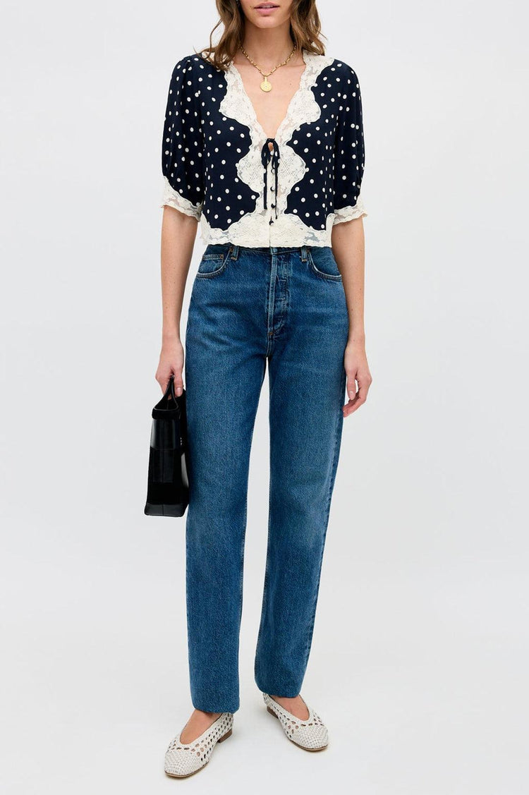 Rixo-Ursula top layla dot navy-dgallerystore