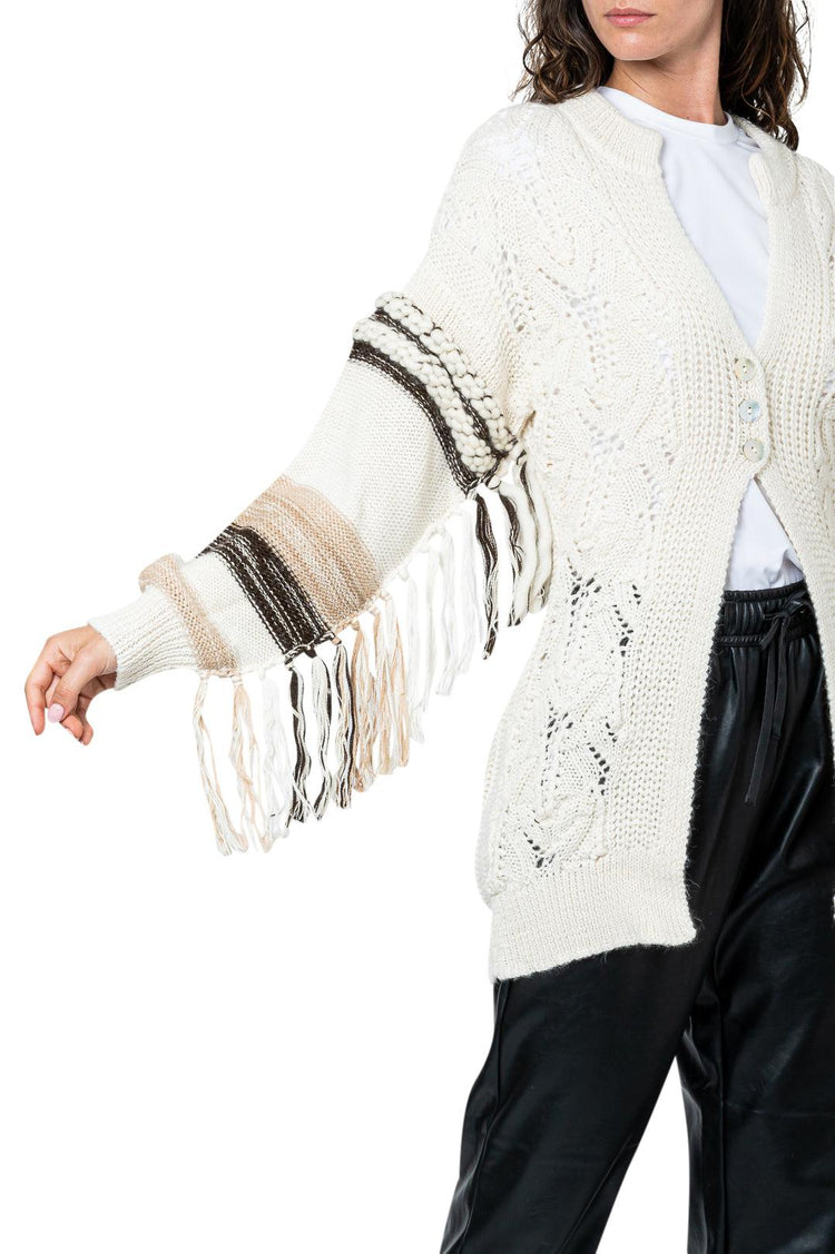 Simkhai-Knit wool fringed cardigan-dgallerystore