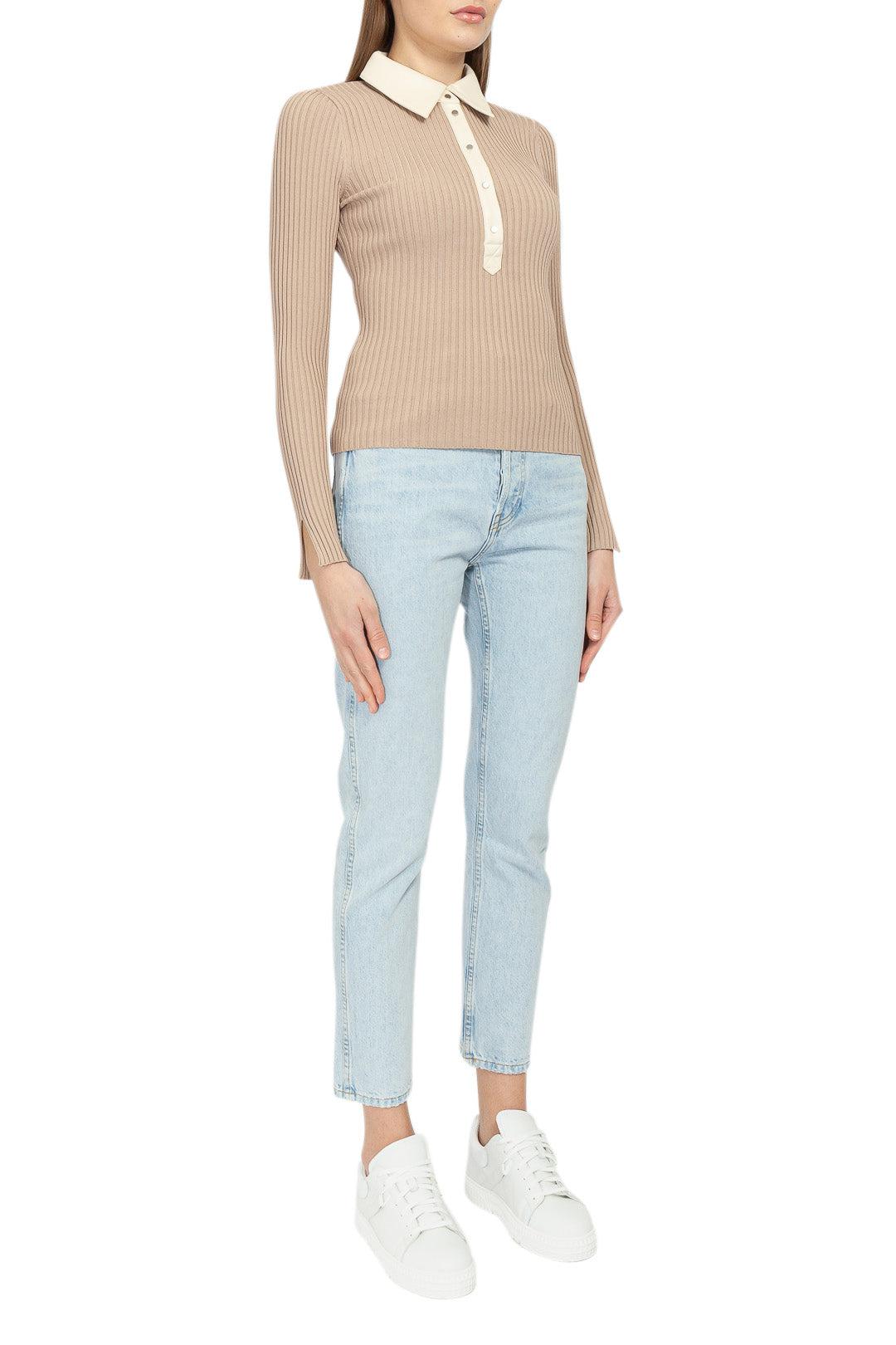 Simkhai-Ribbed sweater with classic collar-dgallerystore