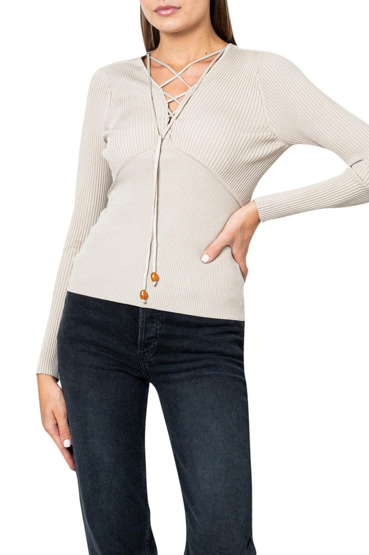 Simkhai-Ribbed top with criss-cross detail-dgallerystore