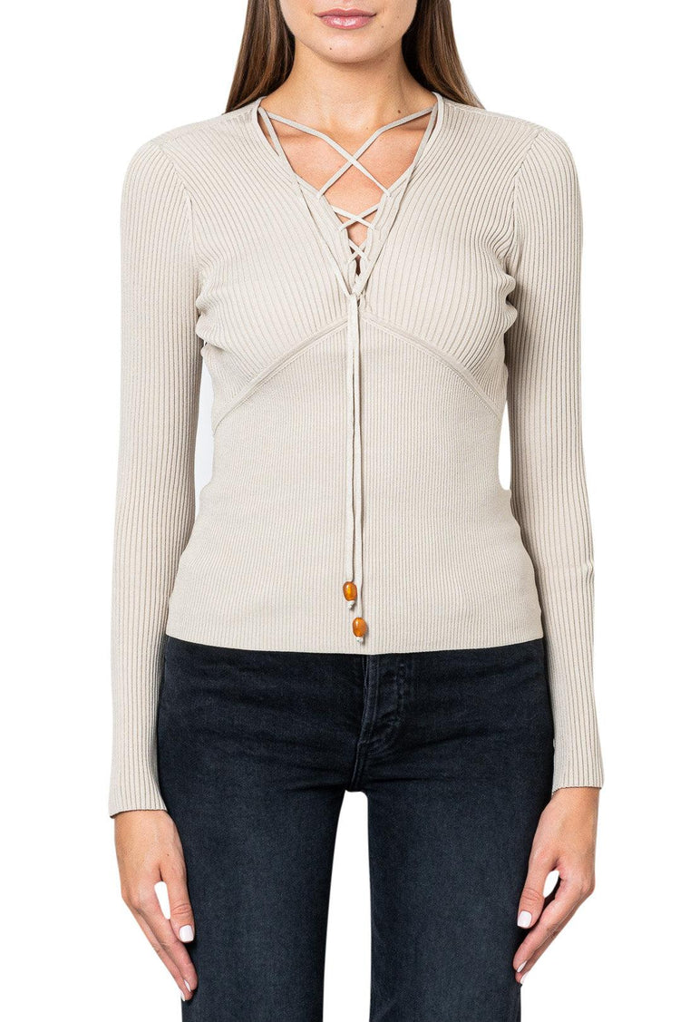 Simkhai-Ribbed top with criss-cross detail-dgallerystore