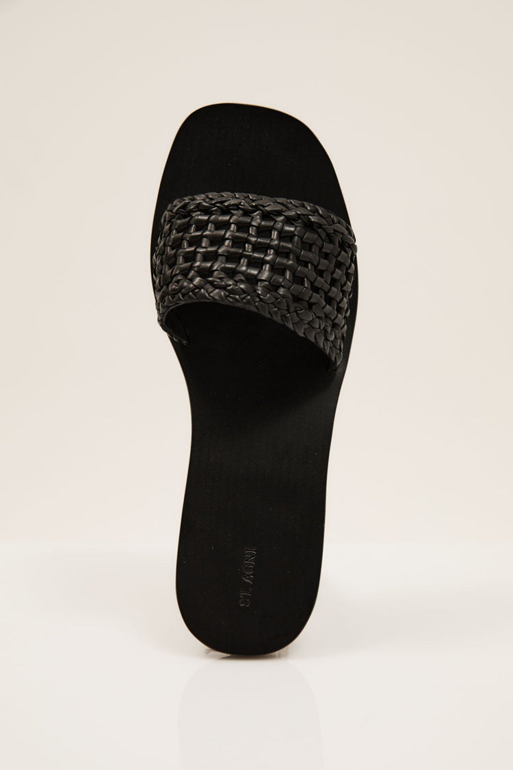 St. Agni-Macrame Mesh Black Slides-dgallerystore