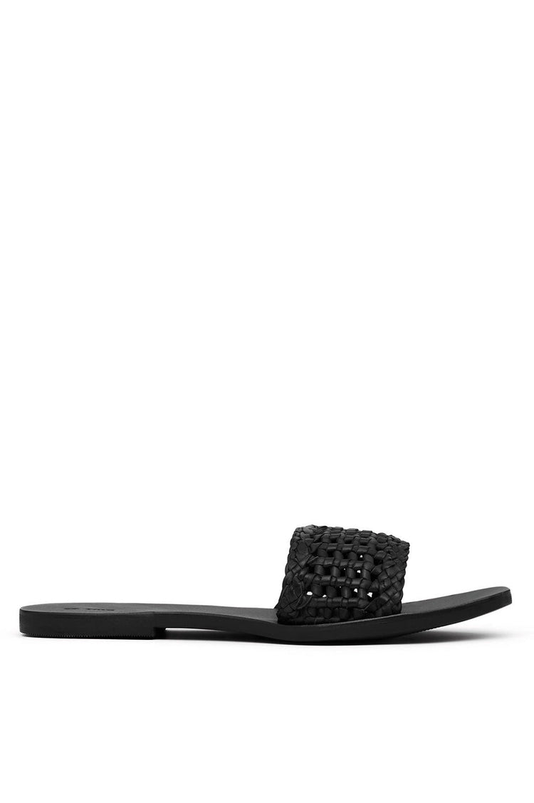 St. Agni-Macrame Mesh Black Slides-dgallerystore