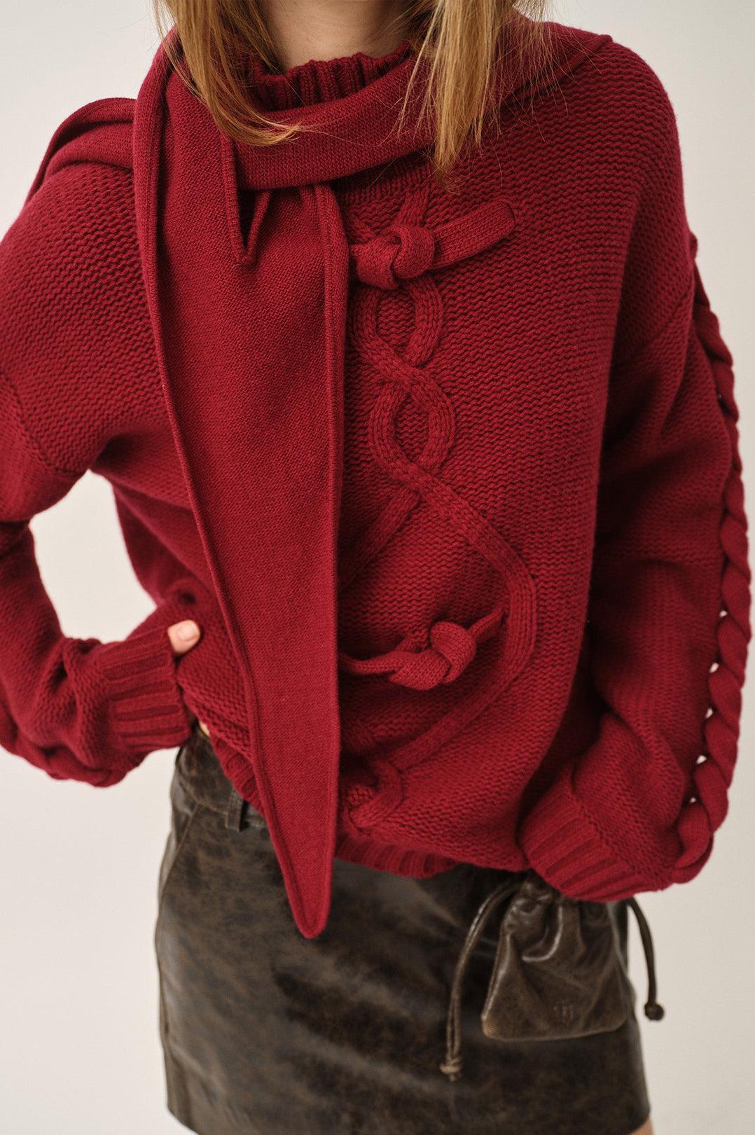 The Garment-Como braid sweater merlot-dgallerystore