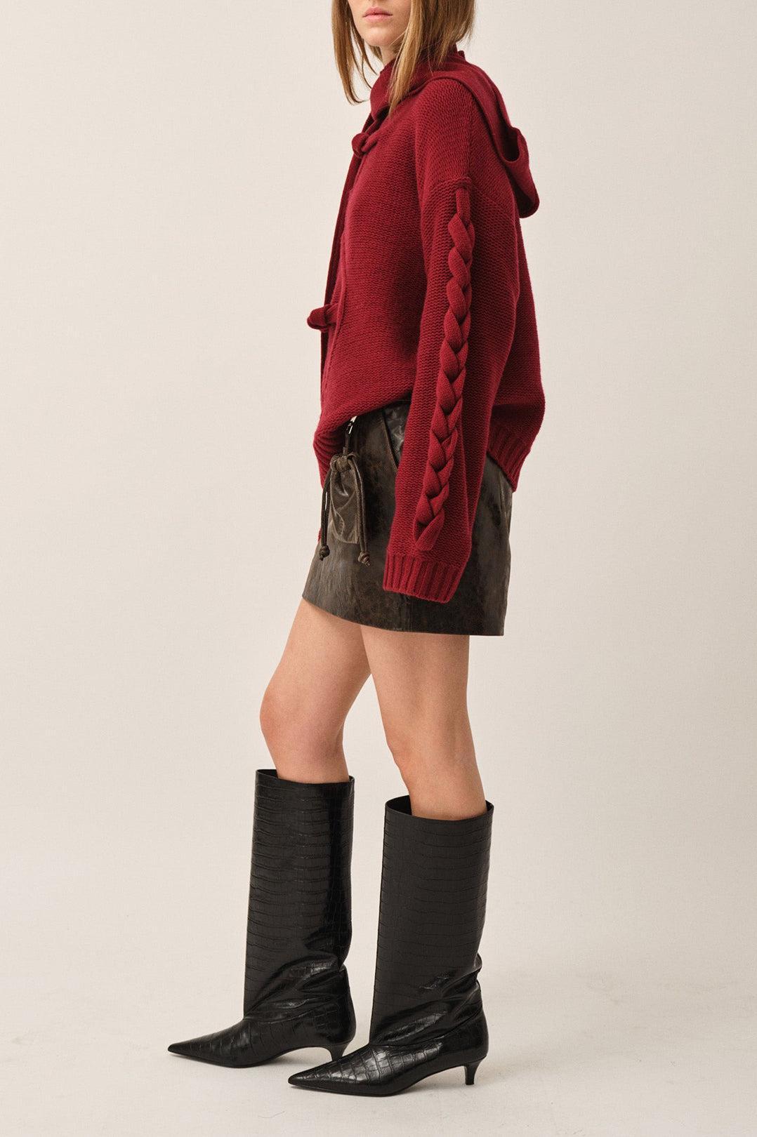 The Garment-Como braid sweater merlot-dgallerystore