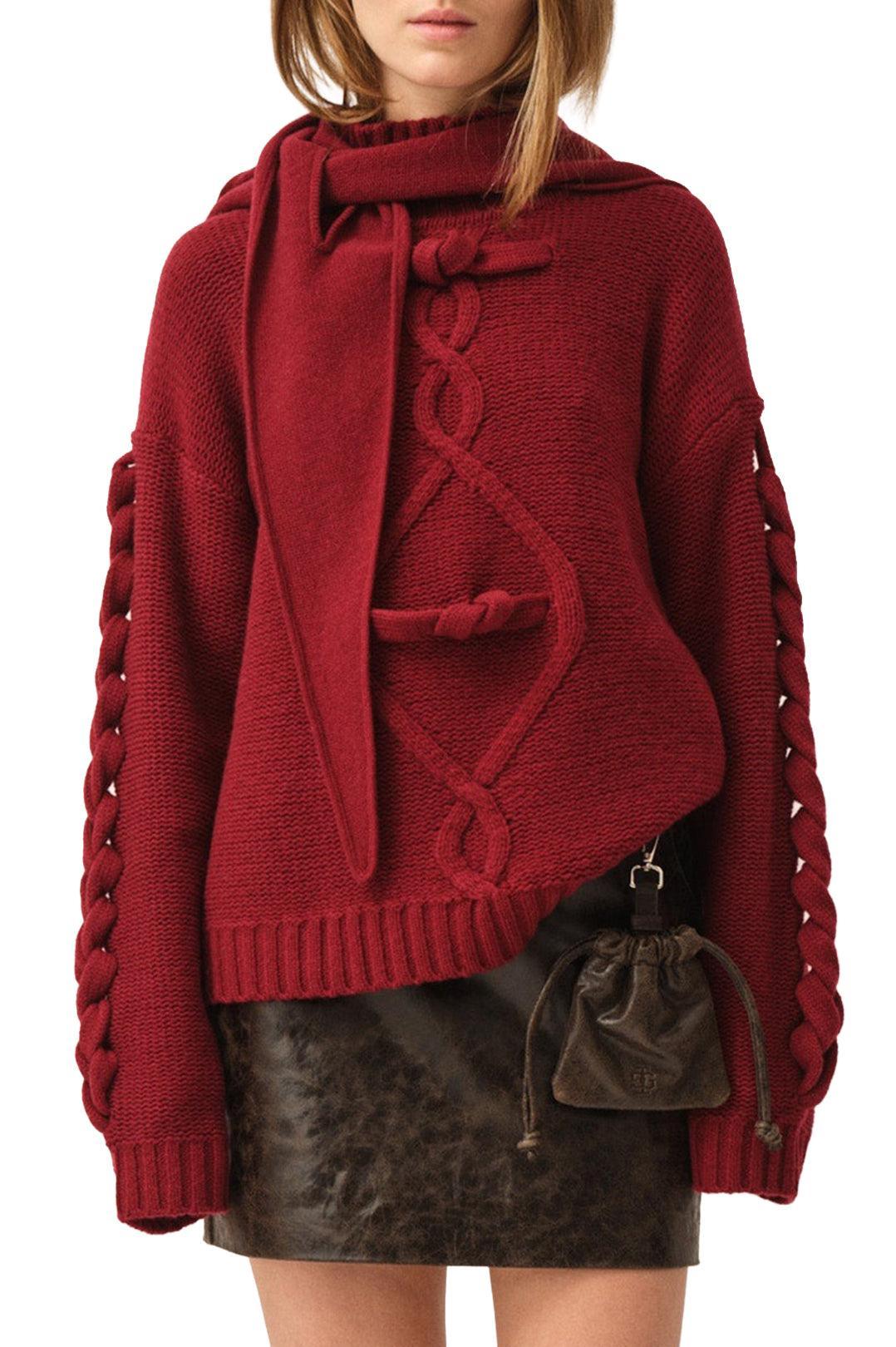 The Garment-Como braid sweater merlot-dgallerystore