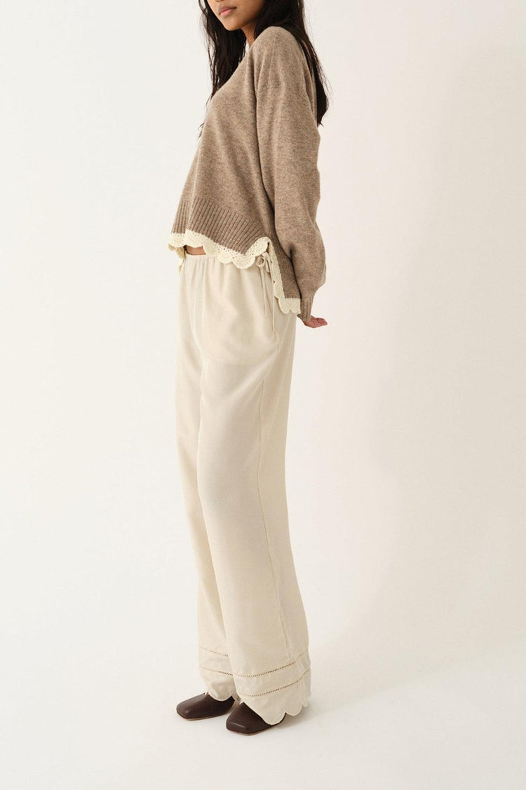 The Garment-Como Crochet V-Neck Beige Melange-dgallerystore
