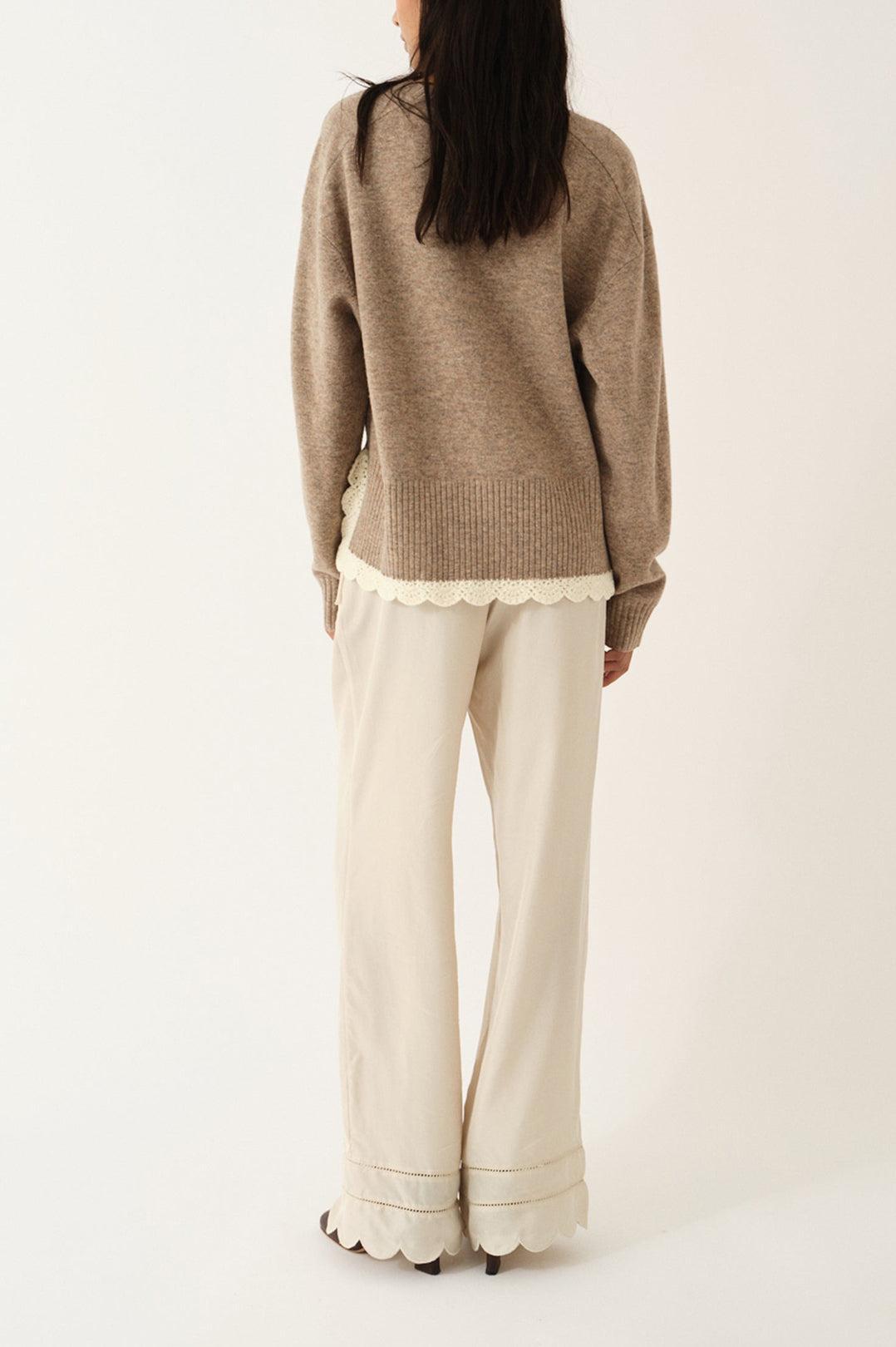 The Garment-Como Crochet V-Neck Beige Melange-dgallerystore