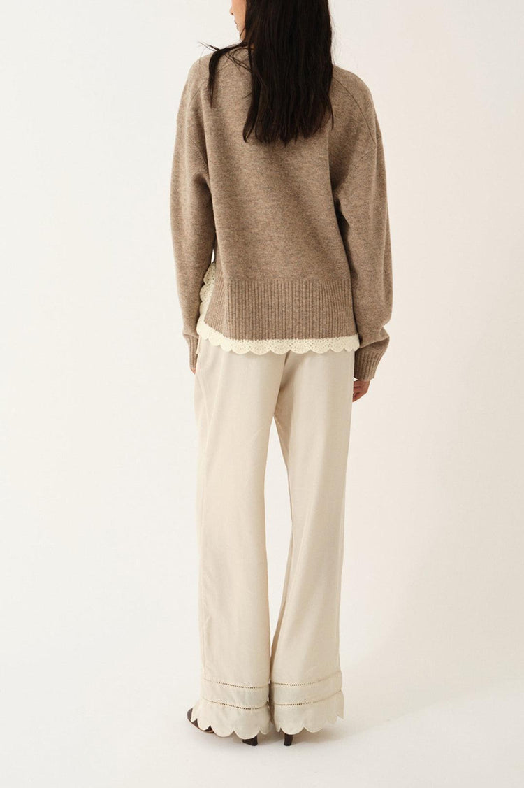 The Garment-Como Crochet V-Neck Beige Melange-dgallerystore