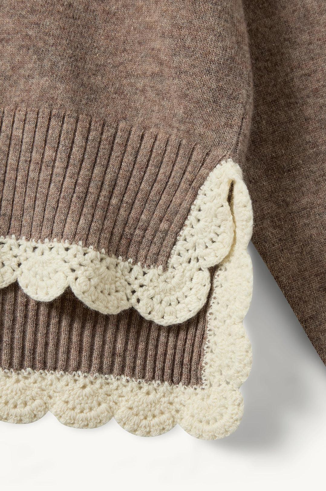 The Garment-Como Crochet V-Neck Beige Melange-dgallerystore