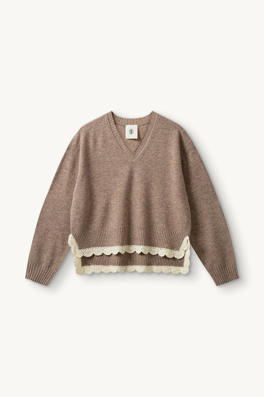 The Garment-Como Crochet V-Neck Beige Melange-dgallerystore