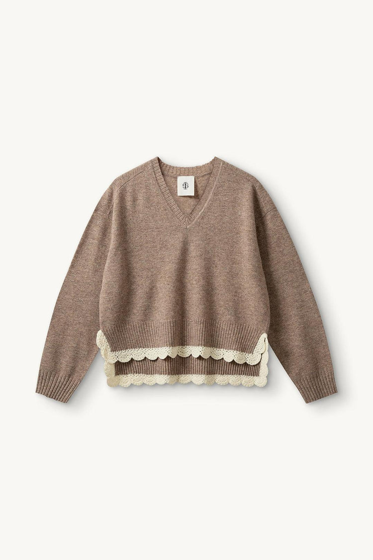 The Garment-Como Crochet V-Neck Beige Melange-dgallerystore