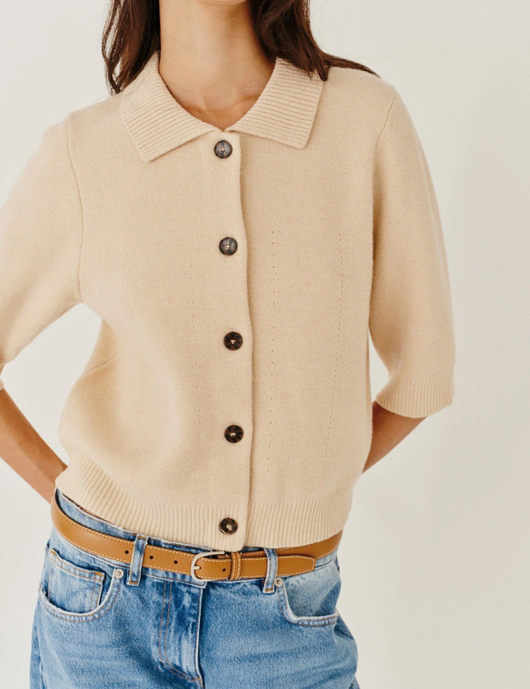 The Garment-Como cropped cardigan macadamia-dgallerystore