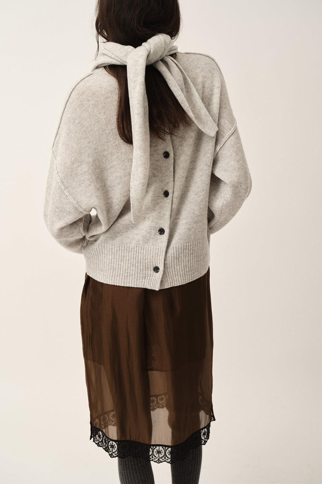 The Garment-Volmer back knit heather grey melange-dgallerystore
