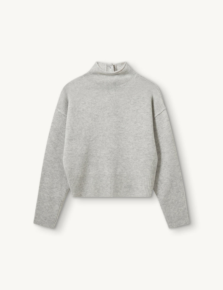 The Garment-Volmer back knit heather grey melange-dgallerystore