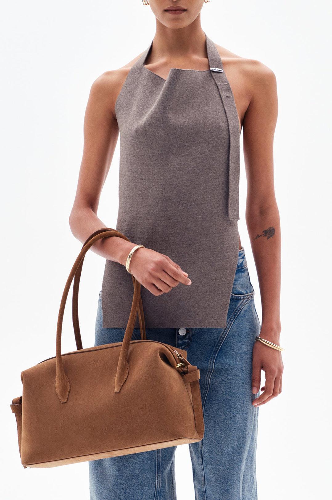 Yuzefi-Brioche Duffle Cognac Suede-dgallerystore