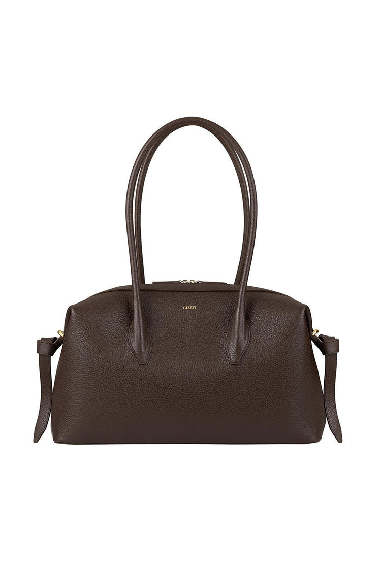 Yuzefi-Brioche Duffle Espresso Pebble Grained Leather-dgallerystore