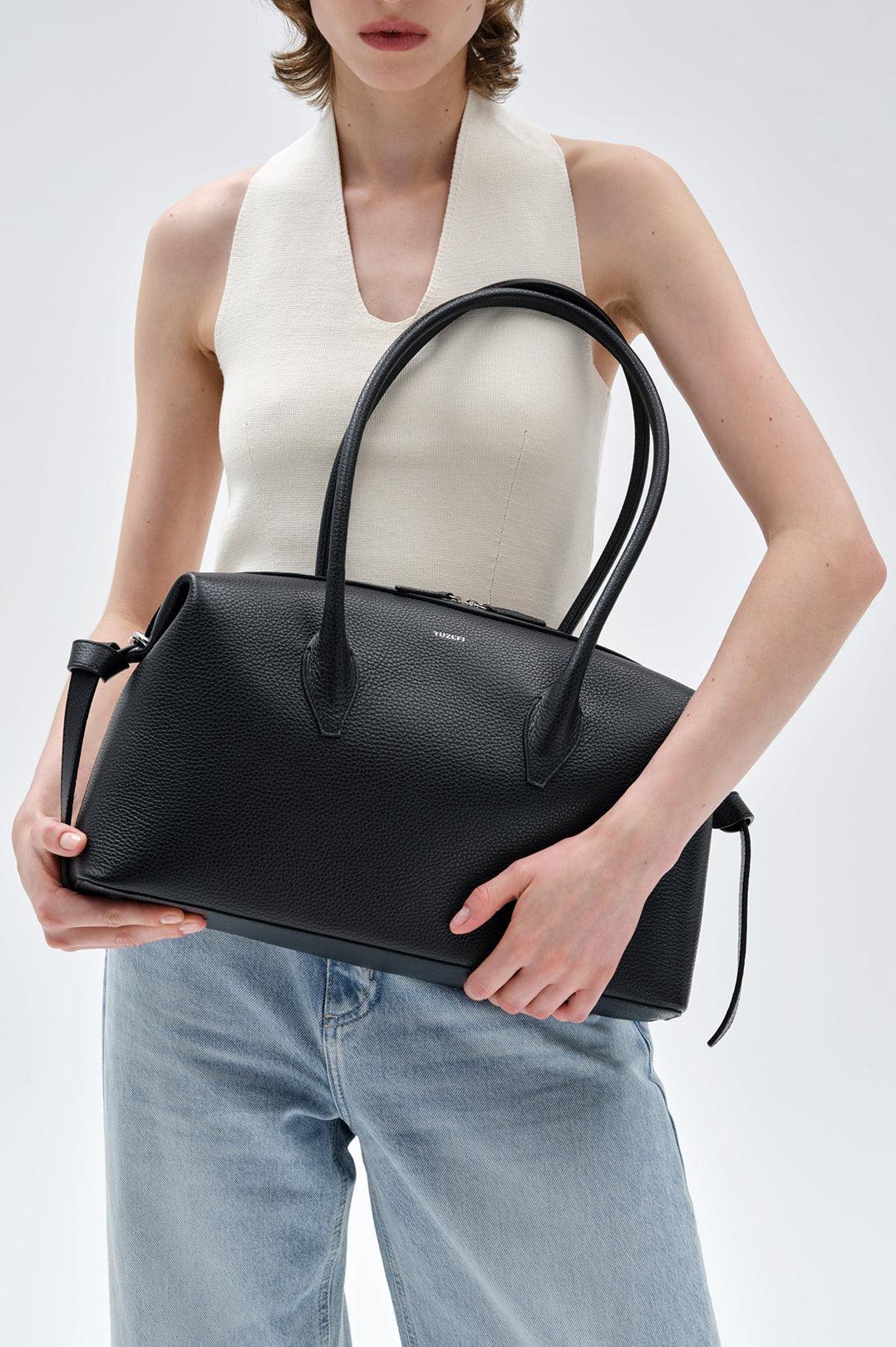 Yuzefi-Brioche duffle black pebble grained leather-dgallerystore