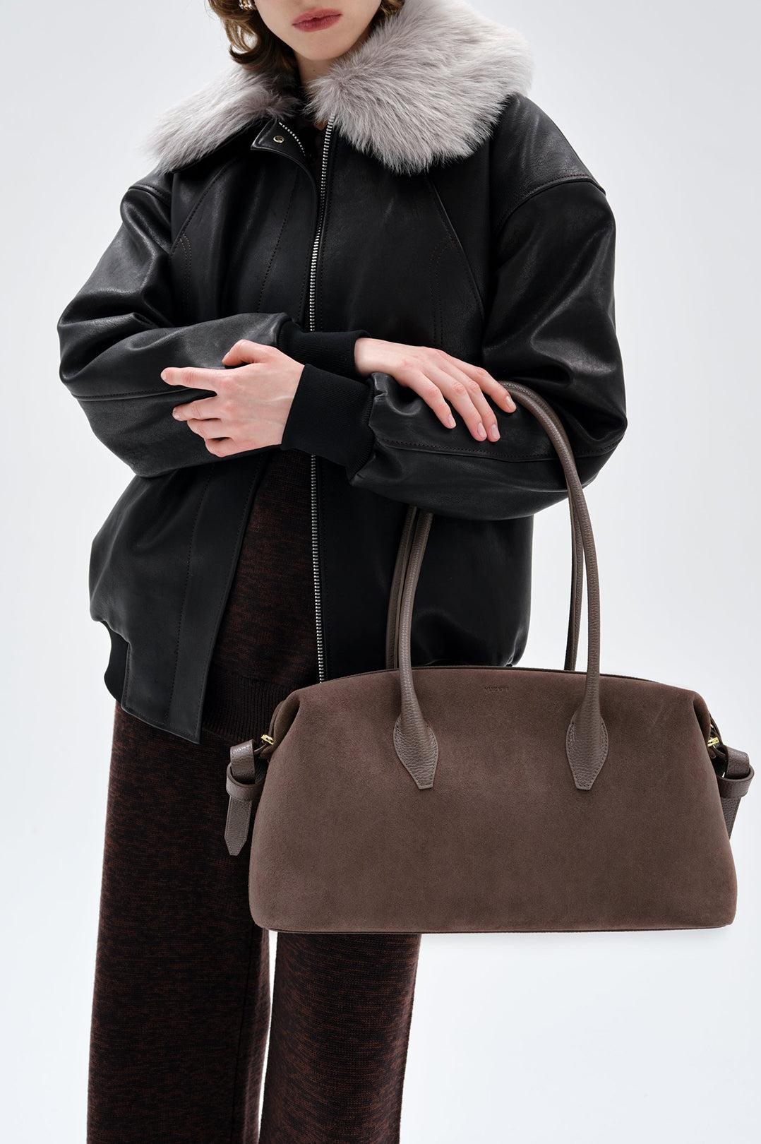 Yuzefi-Brioche duffle nutmeg suede-dgallerystore