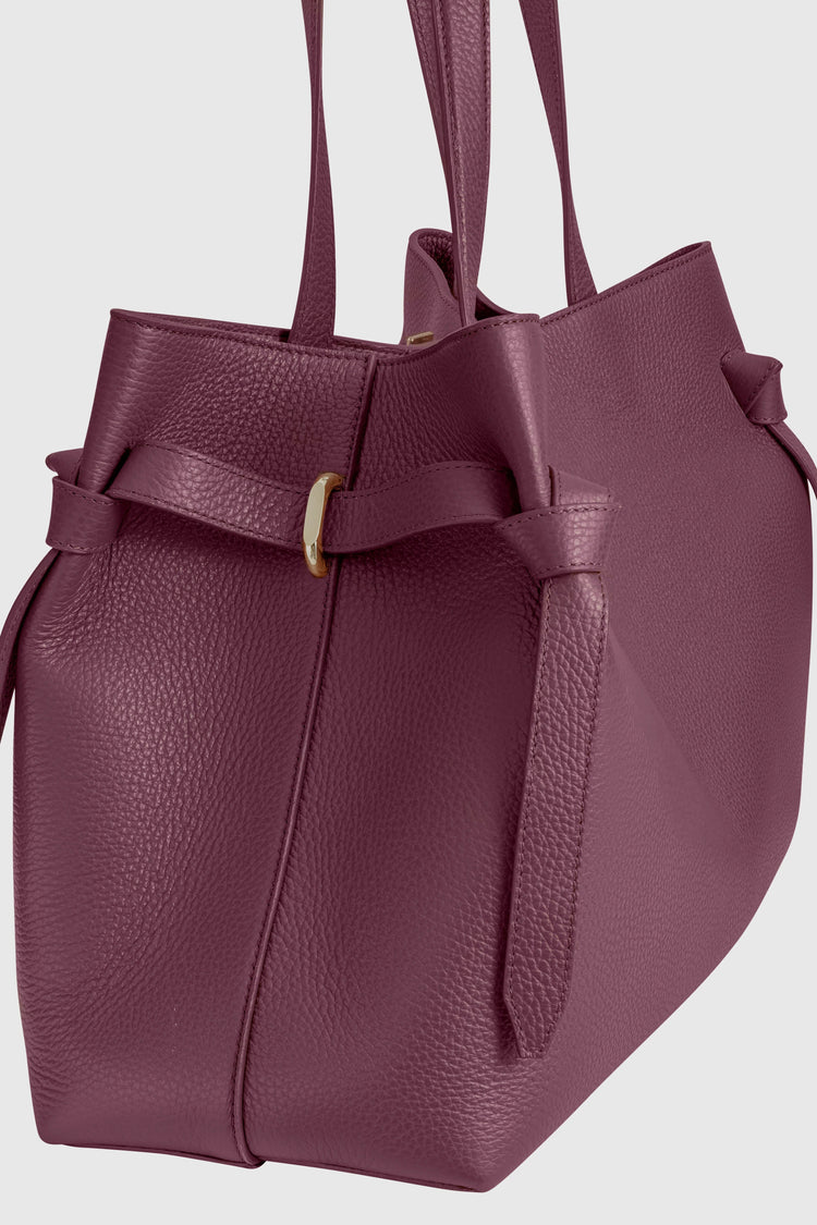 Yuzefi-Gyoza Tote Wine Pebble Grained Leather-dgallerystore