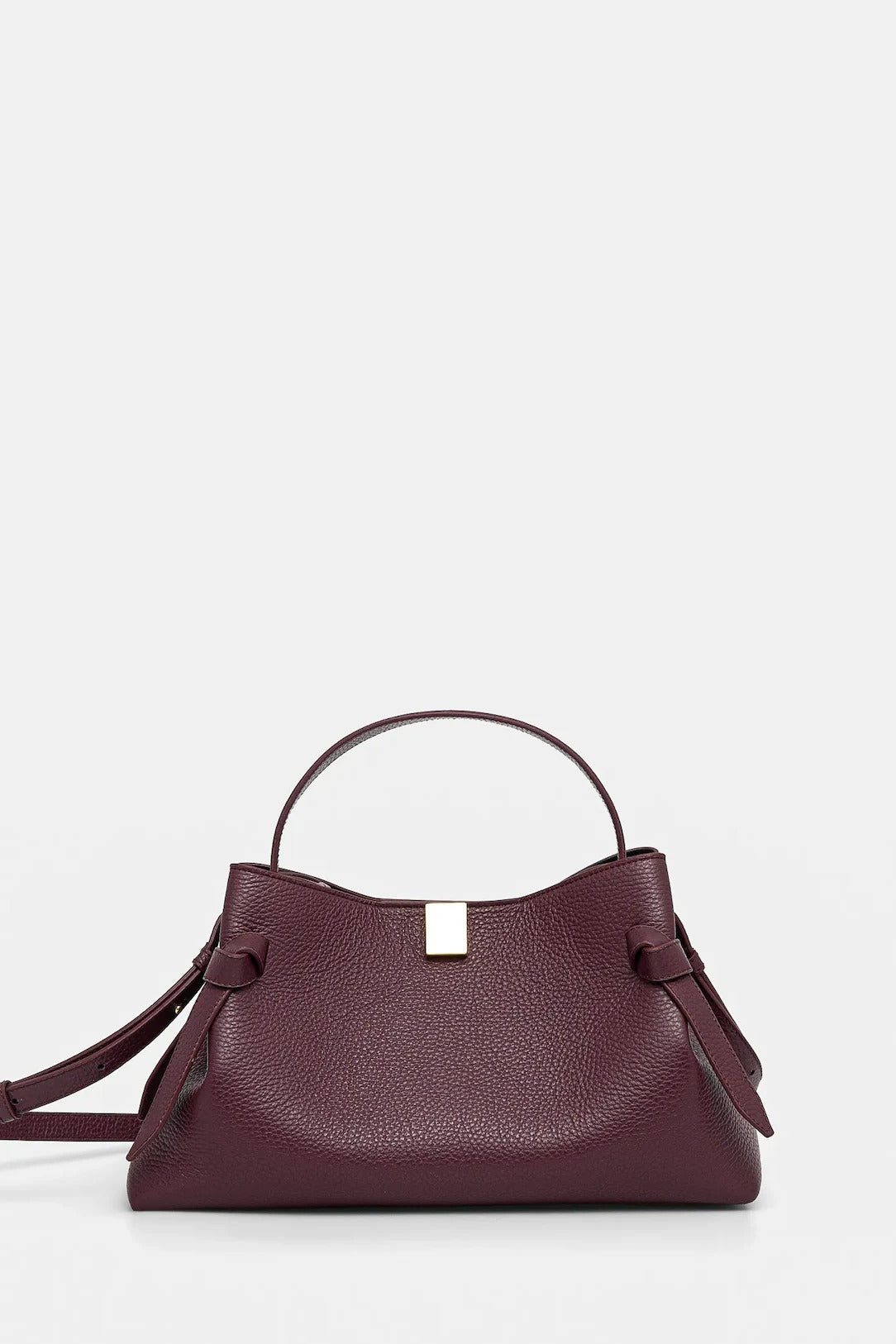 Yuzefi-Gyoza wine pebble grained leather-dgallerystore