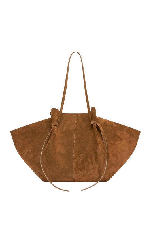 Yuzefi-Large Mochi Cognac Suede Handbag-dgallerystore