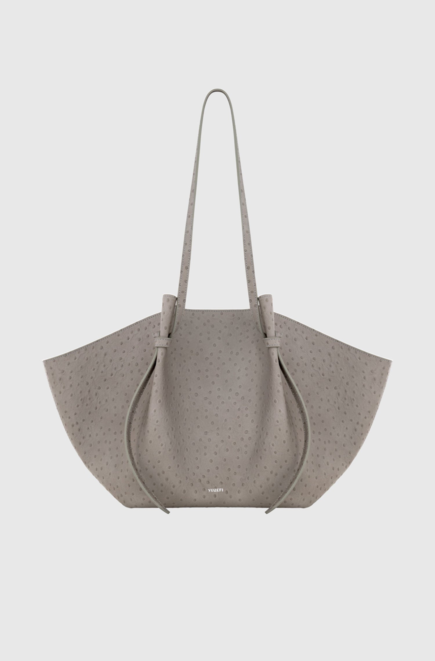 Yuzefi-Large mochi embossed grey ostrich leather-dgallerystore