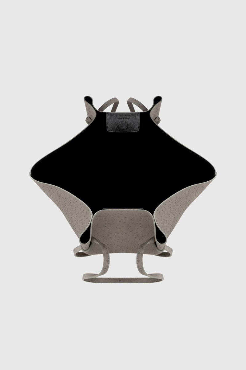 Yuzefi-Large mochi embossed grey ostrich leather-dgallerystore
