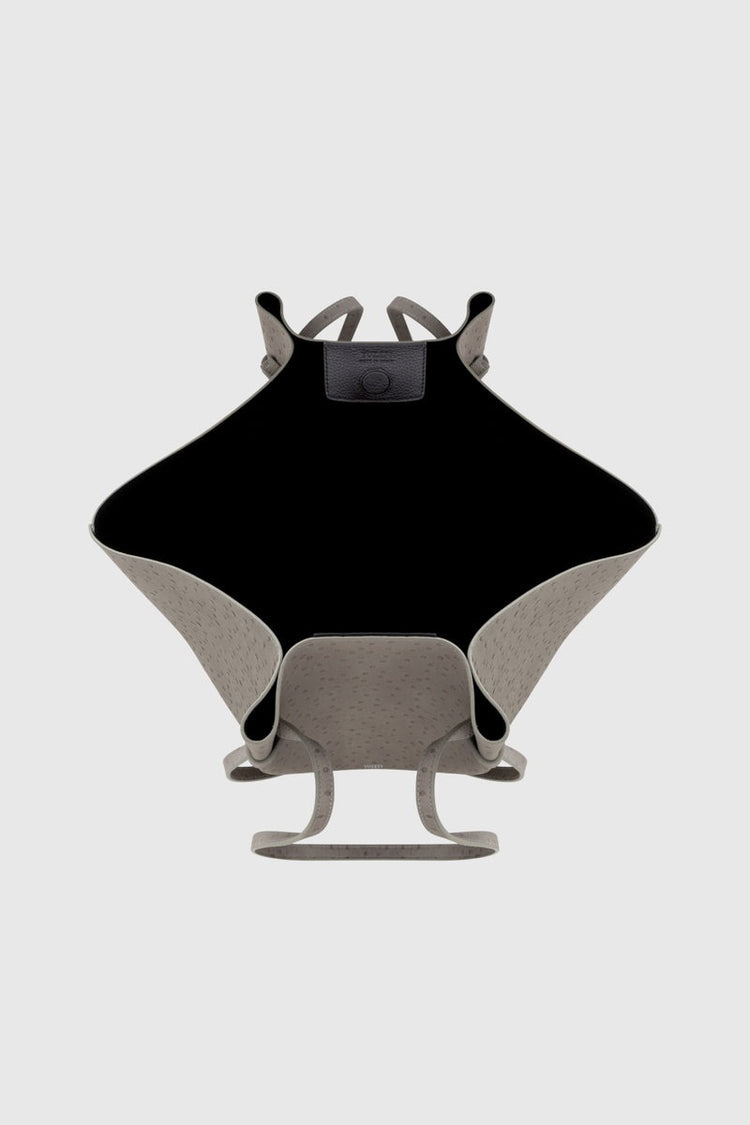 Yuzefi-Large mochi embossed grey ostrich leather-dgallerystore