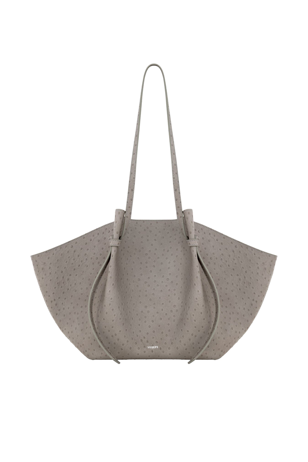 Yuzefi-Large mochi embossed grey ostrich leather-dgallerystore